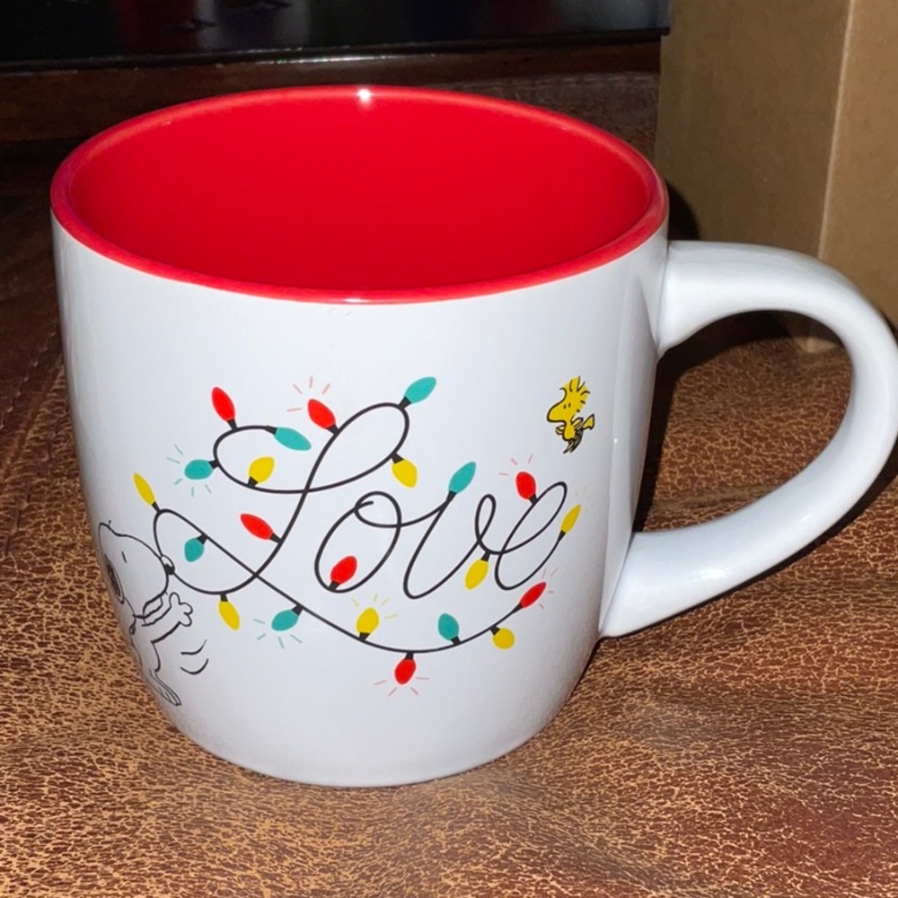 Snoopy Christmas Love Mug with Red Interior